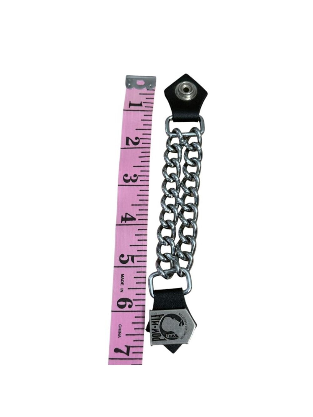 POW MIA Motorcycle Vest Extender Double Chrome Chains Black Leather Tabs Snaps - Picture 3 of 4